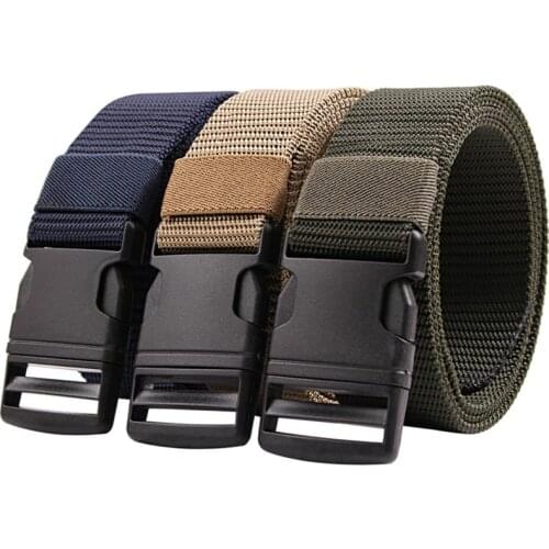 Outdoor 125cm Tactical Belt Military Nylon Belt Non-Slip Mens Hunting Fishing Belt Tactical Waist Strap with Plastic Buckle