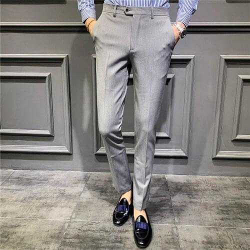 Casual trousers mens spring and autumn models summer slim straight business feet pants Korean trend suit trousers mens trouser
