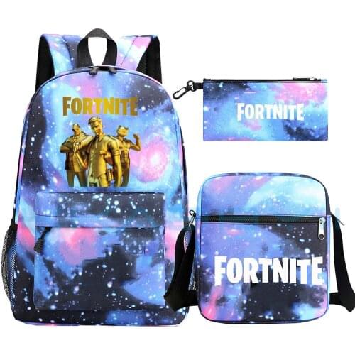 FORTNITE 3Pcs/set Casual Women Men Backpack Canvas Book Bags Games New School Back Bags for Teenage Girls Boys Daily Mochilas