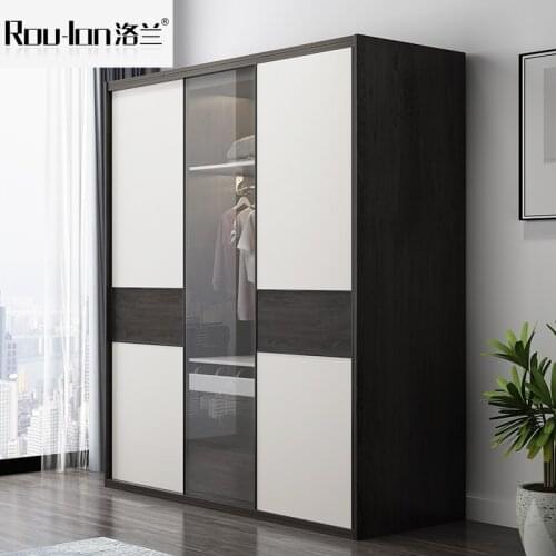 Wardrobe storage large capacity fashion wardrobe double hanging assembly cabinet reinforcement folding wooden closet furniture