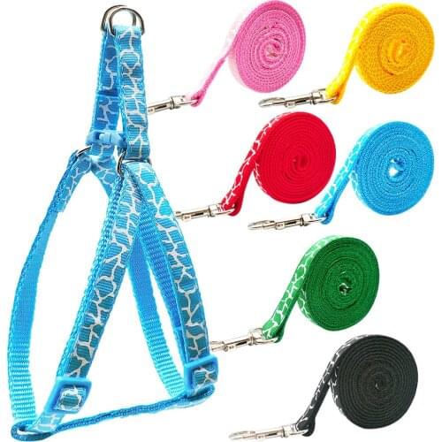 24Sets Cartoon Print Pet Dog Harness Cute Cartoon No Pull Puppy Cat Adjustable Cat Dog Leash Vest Running Leash Strap WalkBelt