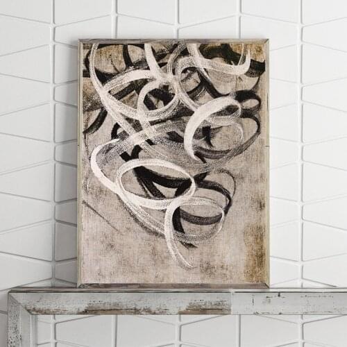 Modern Rustic Abstract Painting Art Poster Loops Circles Farmhouse Vintage Canvas Prints Neutral Wall Pictures Living Room Decor
