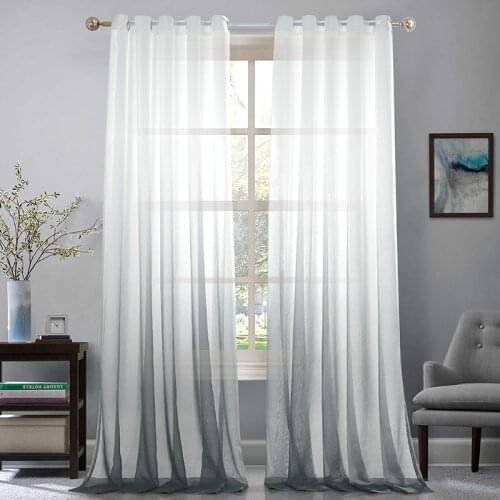 Modern Gradient Color Window Curtains For Girls Living Room Bedroom Voile Curtains Hotel Decoration Gray Sheer Curtains