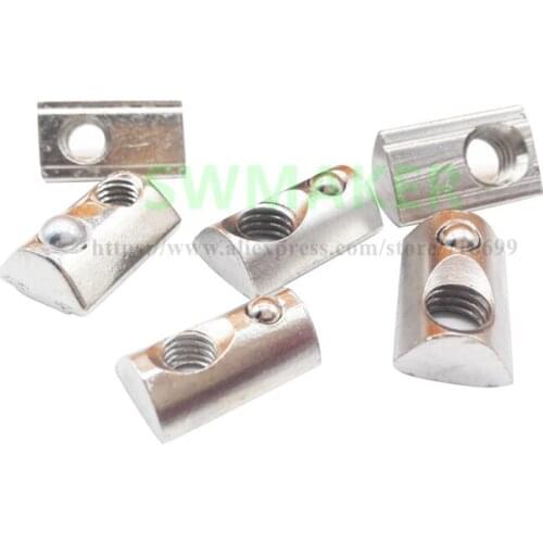 SWMAKER 20pcs M4 M5 M6 M8 T Spring Nut Half Round Elasticity/Block For 2020 3030 4040 4545 EU Standard Aluminium Profile
