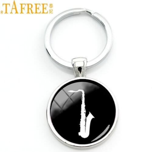 TAFREE 2017 fashion musical instrument jewelry saxophone silhouette key chain musician keychain music fans lovers gift KC502
