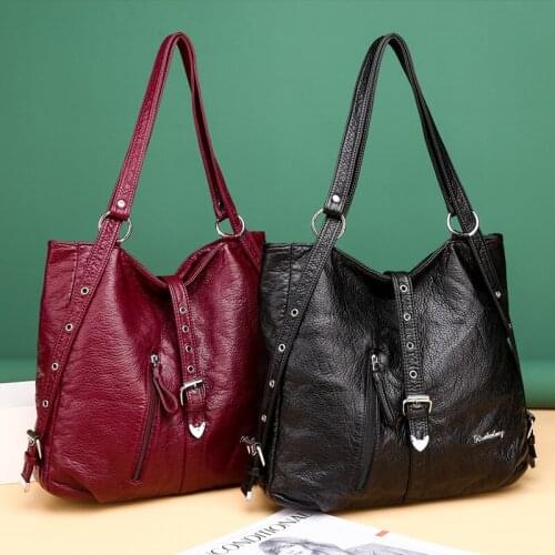 Large Capacity Soft Leather Shoulder Bags for Women 2020 New Luxury Handbags Casual Waterproof Designer Purses Big Shopper Bag