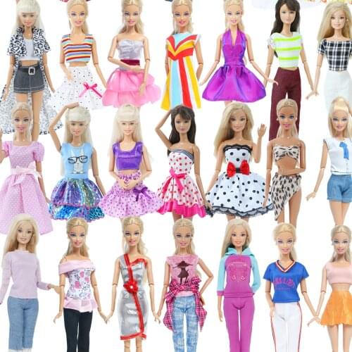 10 Pcs/Set Fashion Princess Doll Clothes for Barbie Doll Dress Outfits Pants Gown Swimsuit Daily Casual Wear Accessories Toys