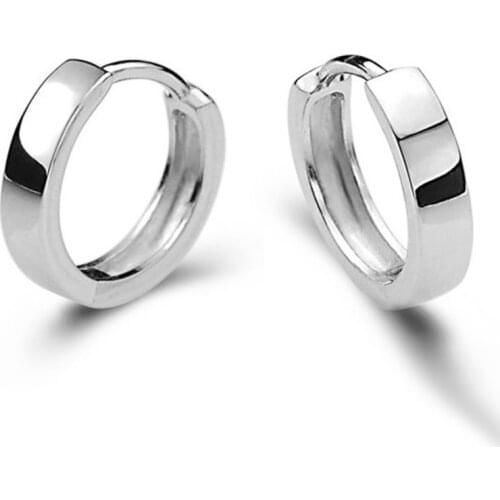 Pendientes 925 Sterling silver colour Smooth Surface Stud Earrings For Women Men brincos oorbellen boucle d'oreille