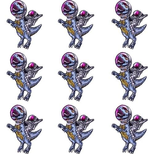 10 PCS Wholesale Dinosaur Astronaut Embroidered Patches Iron On Patches For Clothing Stickers Punk Patches On Clothes Badges DIY