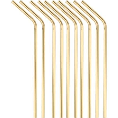 10 Pieces Reusable Metal Drinking Straws / Food-Grade Stainless Steel Straw - Curved- Environmentally Friendly