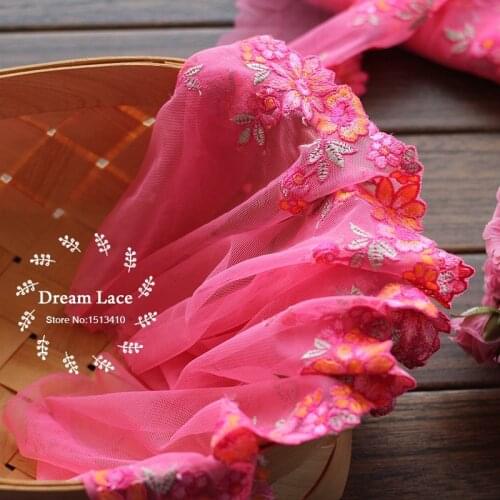 2yards/lot 18cm wide Embroidered Tulle Lace trim mesh lace trim~~beautiful