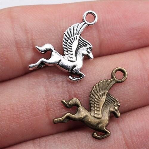 20pcs Charms Pegasus Flying Horse 20x15mm Antique Making Pendant Vintage Tibetan Bronze Silver Color Handmade Jewelry