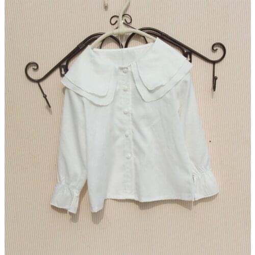 2019 Spring Autumn Kids Girls Chiffon Shirts Doll Collar Lantern Sleeve Girls Shirts Single Breasted Children Blouses 3-15T