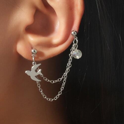 2021 Bohemia Fashion Silver Color Bird Clip Earring For Women Ear Cuff Girls Jewerly Gifts Wholesale E014