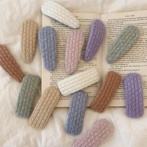 2021 Cute Soft Knitted Hairpins Girls Sweet Wool BB Hair Clips Barrettes Kids Baby Glitter Hair Pins Hairgrip Hair Accessories