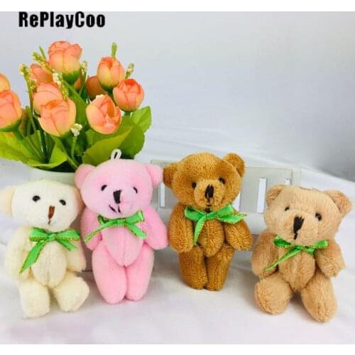 25PCS Mini Teddy Bear Stuffed Plush Toys 8cm Small Bear Stuffed Toys pelucia Pendant Kids Birthday Gift Party Decor DMX009