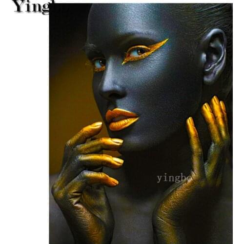 5D DIY Diamond Painting Kit Black gold nude African art woman Cross Stitch Diamond Embroidery Rhinestones Mosaic Home Decor 2020