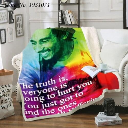 Bob Marley Reggae Singer 3D Print Throw Plush Sherpa Blanket Thin Quilt Sofa Chair Bedding Supply Adults Kids 03