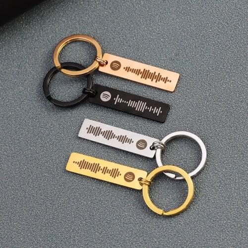 Custom Spotify Scan Code Pendant keychain 10x40mm Stainless Steel Bar Keychain Gifts Spotify code Key chain