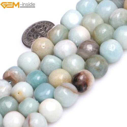 Gem-inside 10x11mm Natural Mixed Color Amazonite Baroque Potato Beads For Jewelry Making 15inches DIY Christmas Valentine Gift