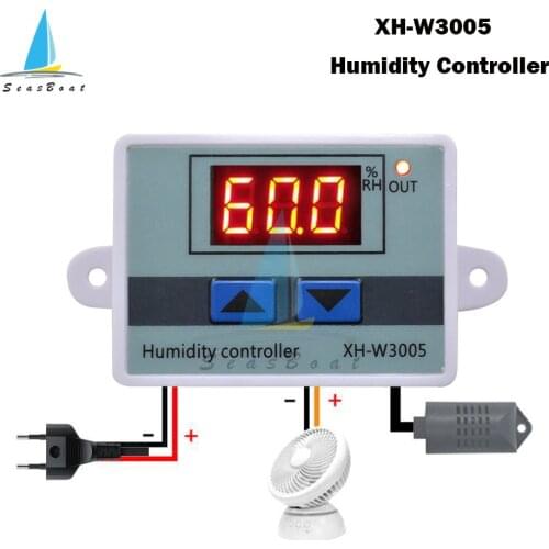 W3005 Digital Humidity Controller XH-W3005 12V 24V 220V Humidistat Hygrometer Humidity Control Switch Regulator Humidity Sensor