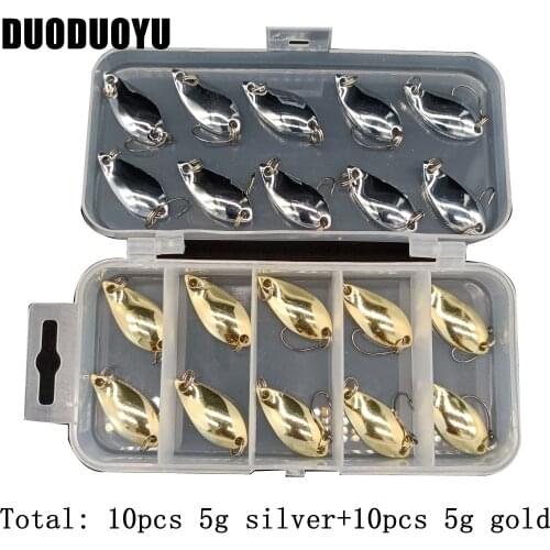 DUODUOYU 20PCS+1BOX/Lot Fishing Lures Set 2.5g/3.5g/5g Mixed Hard Wobblers Bait Metal Jig Spoons Fishing Accessories