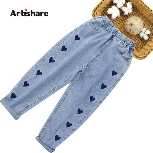 Jeans Girl Heart Pattern Kids Jeans Girls Casual Style Jeans For Kids Spring Autumn Clothes For Girls
