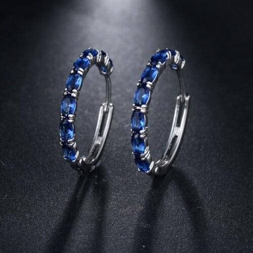 Ekopdee Fashion Vintage Cubic Zirconia Earrings Women CZ Round Rainbow Blue Hoop Earrings Jewelry Bridal Gift 2021 New