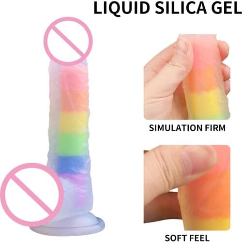 Yeain 195mm Best huge dragon Muliticolor didlos strapon rainbow dildo for couples for women use Sex Toys for Women