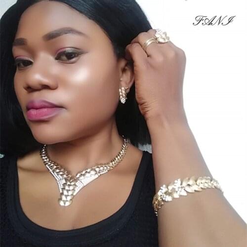 Fani Dubai Gold Designer Jewelry Set Brand Nigerian Wedding woman accessories jewelry set Wholesale statement Bridal jewelry set