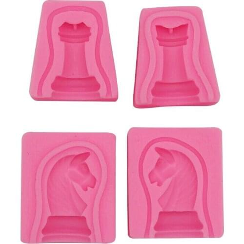 Cake Mold Chess King Queen Shape Silicone Chocolate Bakeware Mould Embossing Die Fondant Cake Decoration Tool Kitchen Baking