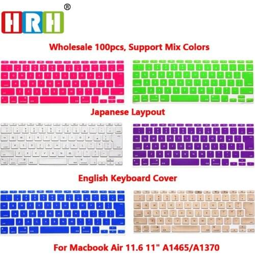 HRH 100pcs Ultra-thin Silicone English Keyboard Cover Skin Protector For Mac Book Air 11" 11.6 Japanese Version A1370 A1456