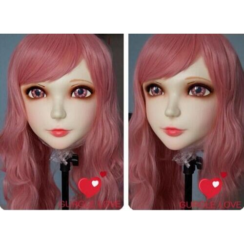 Kig010)Gurglelove Female Sweet Girl Resin Half Head Kigurumi BJD Mask Cosplay Japanese Anime Role Lolita Mask Crossdress Doll