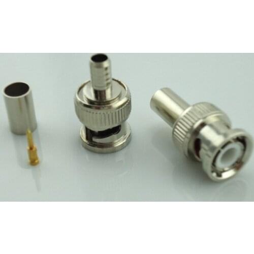 100PCS BNC Male RG6 Coax Coaxial Crimp ADAPTER For CCTV Carema (BNC-102)