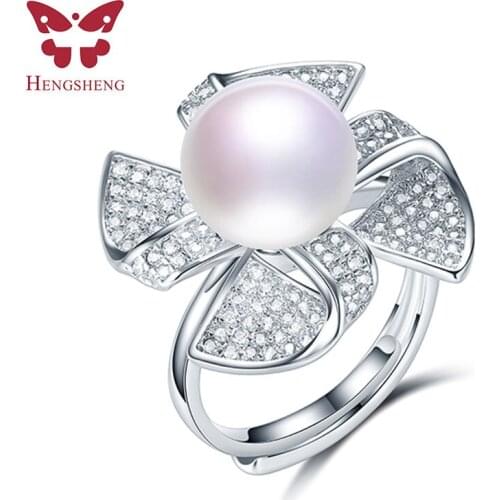 Rotatable Windmill Genuine Natural Pearl Ring, 925 Sterling Silver Rings for Women Wedding Ring Wedding Rings Silver 925 Jewelry