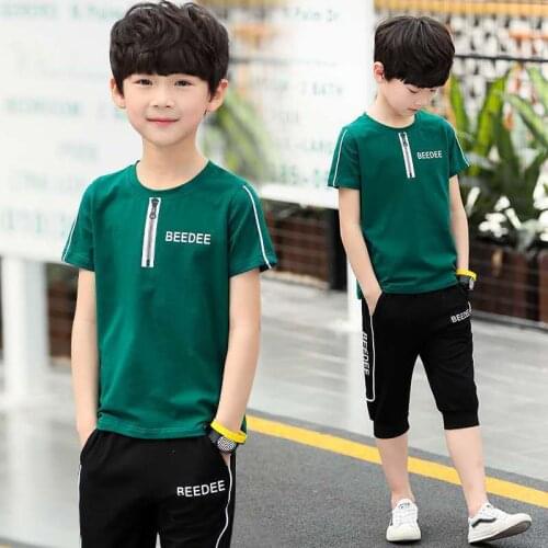 Summer Kids Boys Clothing Suit New Childrens Clothes Short-sleeve T-shirt + Pants Two-piece Set Teens Boy Sports Suit