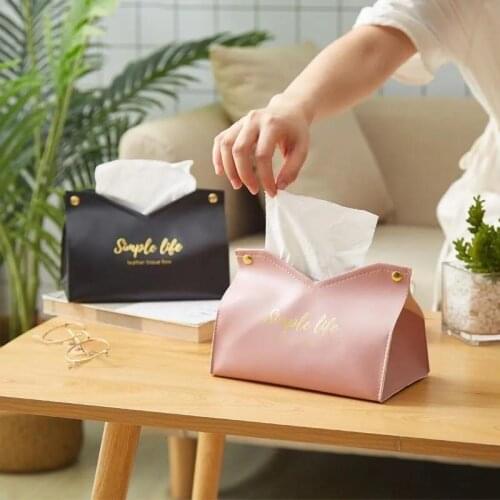 Leather tissue box living room bathroom Nordic household paper pumping car napkin rack kitchen desktop decoration storage box