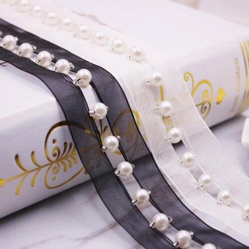 10 yards Artificial Pearl Beaded Lace Trim High Quality Costume Wedding Dress Belt Jewelry Design Handmade DIY Sewing Supplies