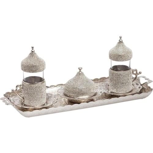 TWO PERSSON BEVERAGE SET - YELLOW - SILVER DUAL STONE DRINK SET - STONE - YELLOW FREE SHIPPING