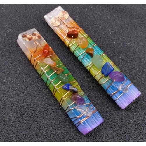 Natural ７Chakra Healing Crystal Stone Wire Wrapped Raw Selenite Stick Wand For Yoga Meditation, Spiritual, Reiki Balancing 4Pcs