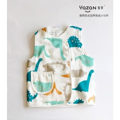 Yazan new baby vest vest vest gauze patent warm cotton breathable warm spring and autumn boys and girls clothes jacket jacket