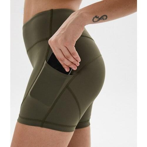 NEW With Pocket Women Yoga Shorts Summer High Waist Leggings Running Fitness Short Pants Workout Tight Sport Shorts