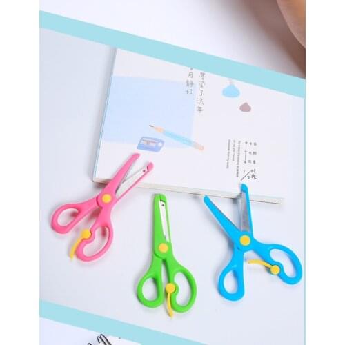 Office Culture Education Cutting Children Hand-made Plastic Wrap Side Spring Students Cartoon Safety Blade Kindergarten Scissors