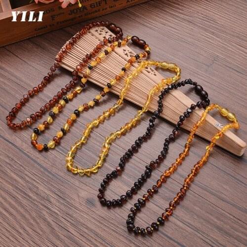 Baltic Ambers Teething Necklace Bracelet for Baby Children(Unisex) Natural Certificated Oval Baltic Amber Beads Jewelry 13-50cm