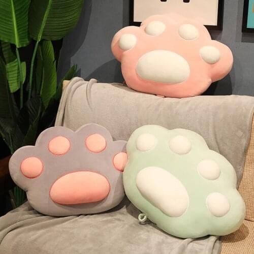 40cm 50cm Kawaii Plush Cat Paw Toy Down Cotton Stuffed Animal Functional Pillow with Blanket Gift for Kids