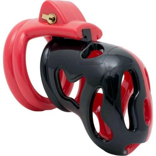 Q226 LA COLOR RED/BLACK MALE CHASTITY CAGE DEVICE LOCK BDSM Male Chastity Chastity Cock Rings