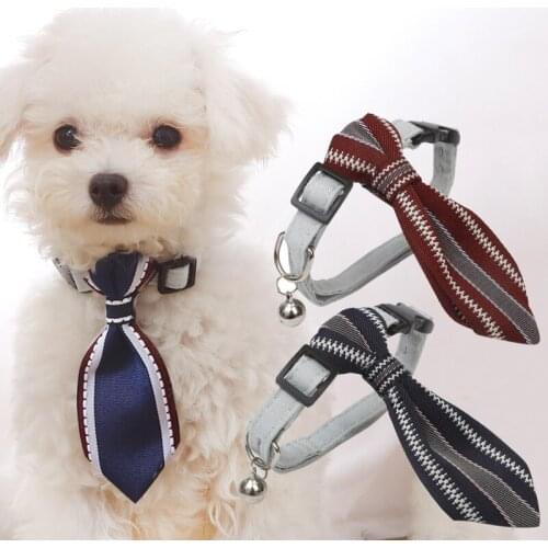 Adjustable Pet Tie Cat Collars & Leads dog Cat necklace Cat lead with Bells Gentleman Tie Necklace Collar Party Pet Accessories