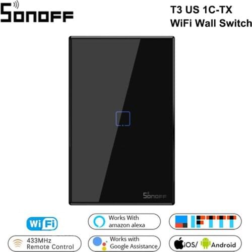 Sonoff T3 US 1C TX Smart Wifi Wall Touch Switch Smart Home With Border 433 RF/Voice/APP/Touch Control Work With Google Alexa