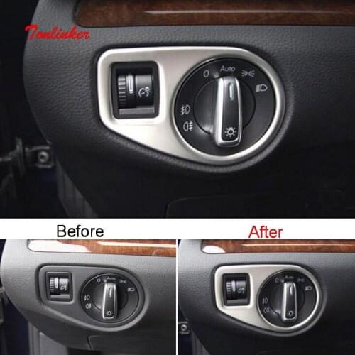 Tonlinker Interior Car Front Headlight Control Cover sticker for Volkswagen Sharan 2014-19 Car Styling 1 PCS Steel Cover sticker