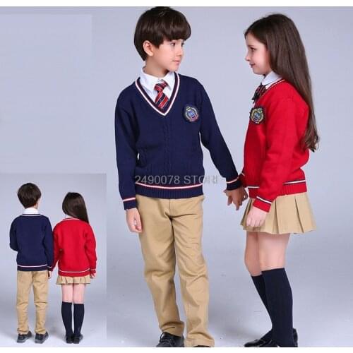 Boys Girls Knitwear Sweater Teenager Kids Autumn Winter Cardigan Knitted Sweater Toddler Child Performance School Dress 3-14Year